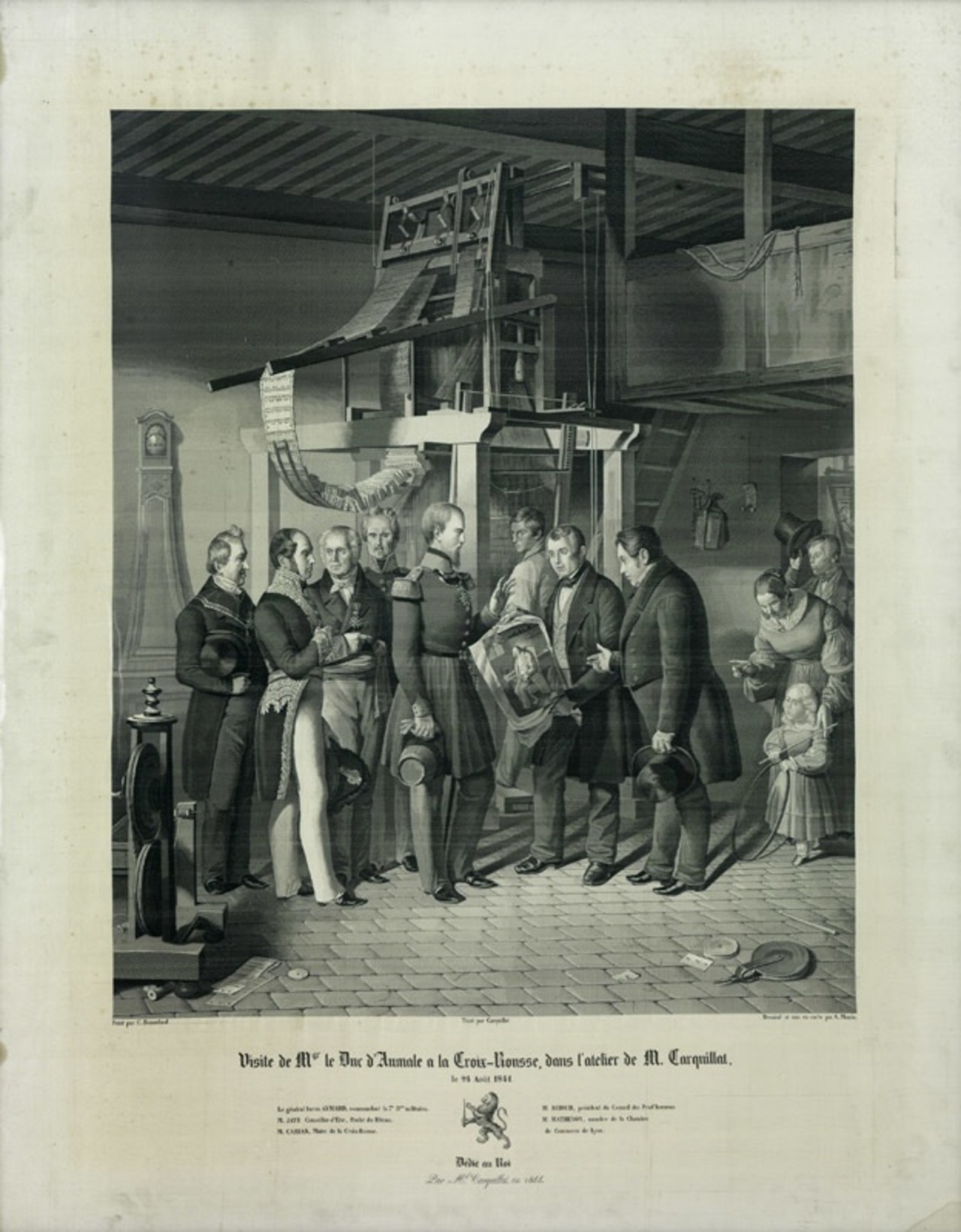 Jean-Claude Bonnefond, André Manin, Michel-Marie Carquillat, *Visite de Mgr le Duc d'Aumale à la Croix-Rousse, dans l'atelier de M. Carquillat*, Lyon, 1844.