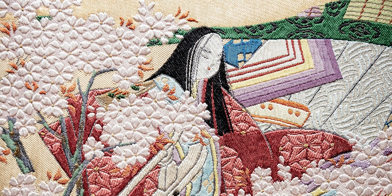 Itarô Yamaguchi, rouleaux tissés du Dit du Genji (détail), musée national des arts asiatiques – Guimet © © Stéphane Rambaud
