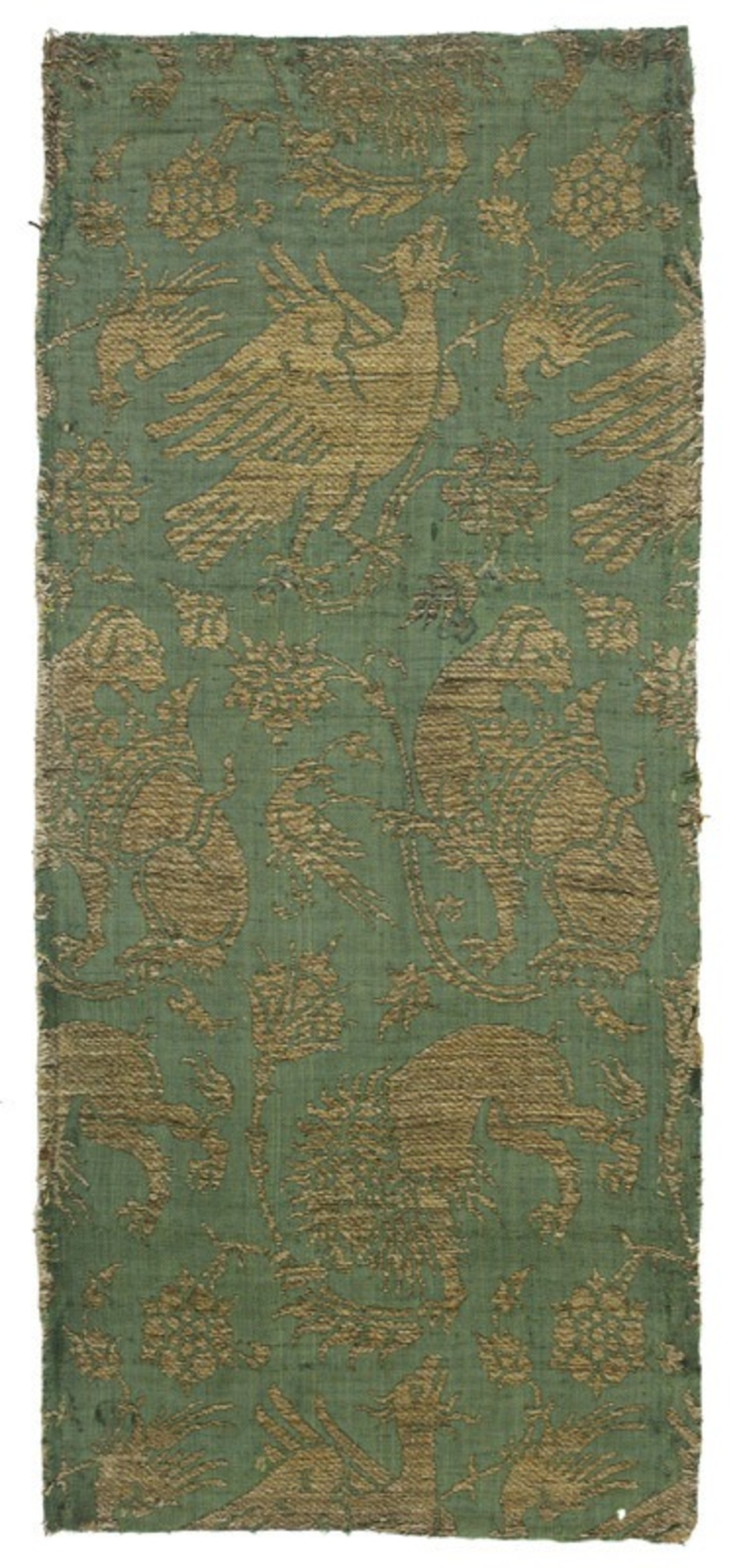 Fragment de lampas à décor animalier, seconde moitié du XIVe siècle, Italie, MT22736, achat auprès de Franz Bock, 1875. © © Lyon, musée des Tissus et des Arts décoratifs, Pierre Verrier